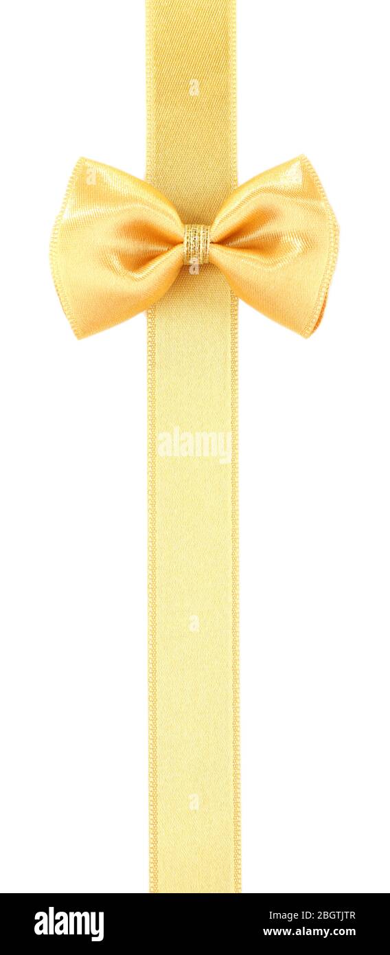 Golden ribbon and bow isolated on white Stock Photo - Alamy