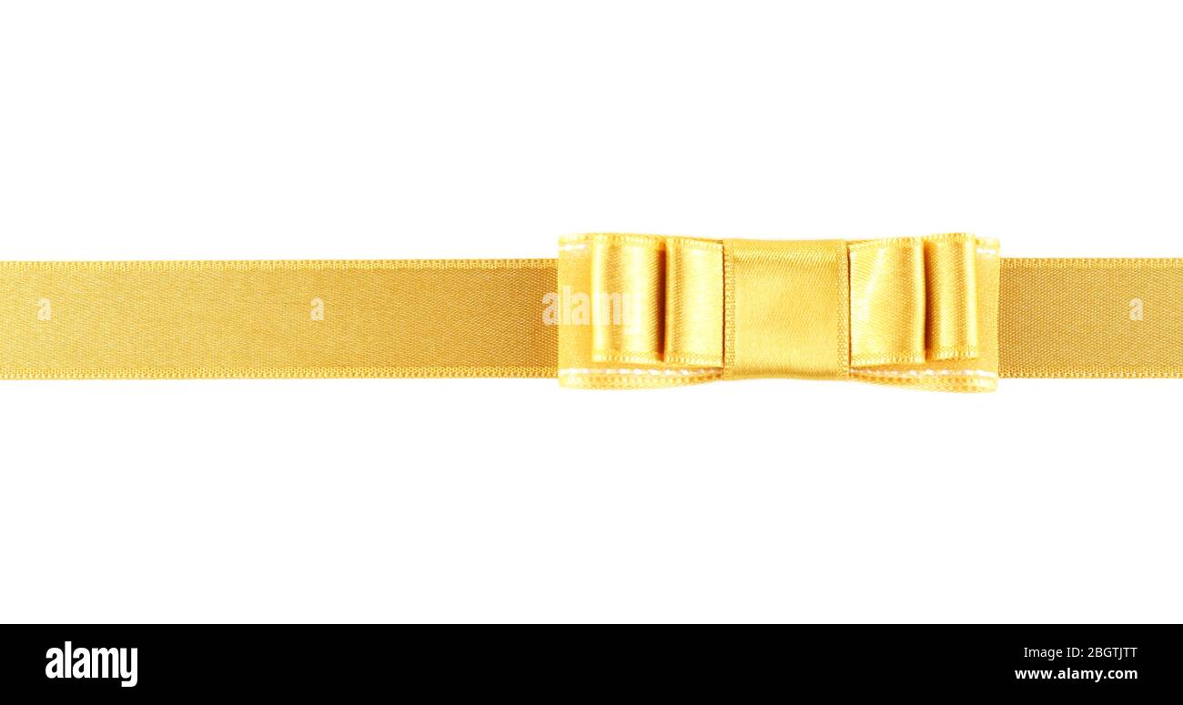 Golden ribbon and bow isolated on white Stock Photo - Alamy