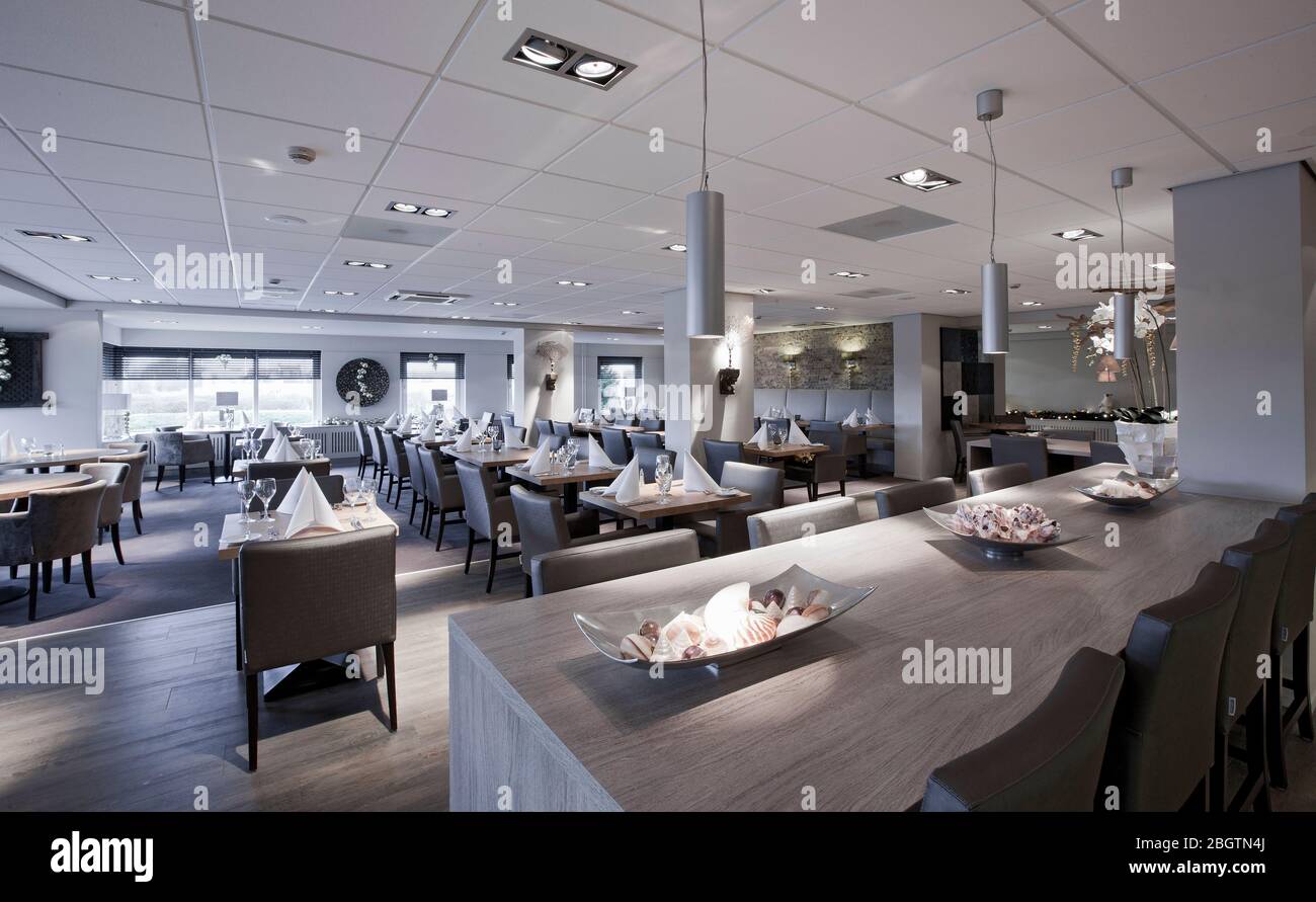 empty hotel restaurant in the Netherlands Stock Photo