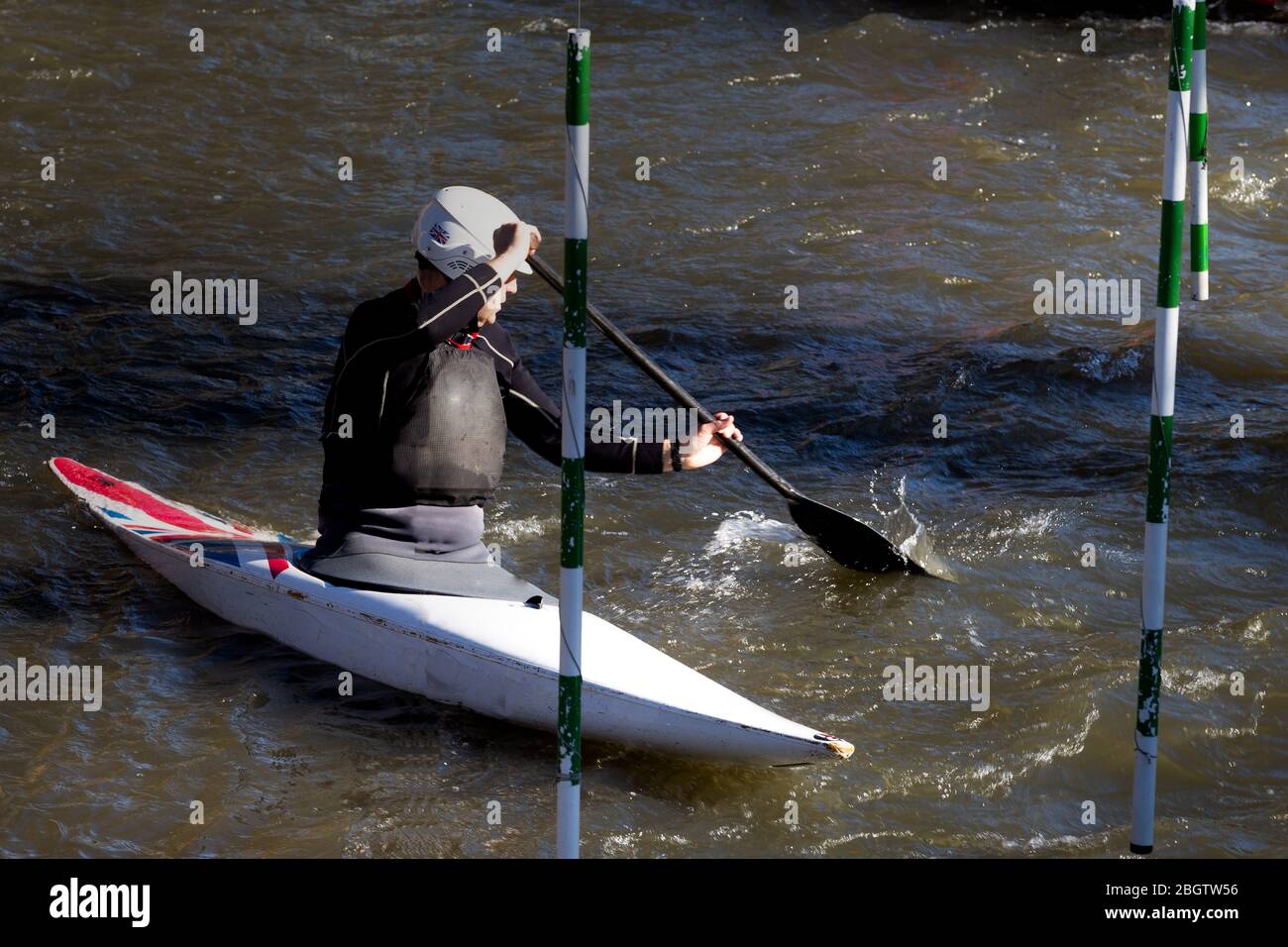 A man practising kayak as exercise for competitions Stock Photo
