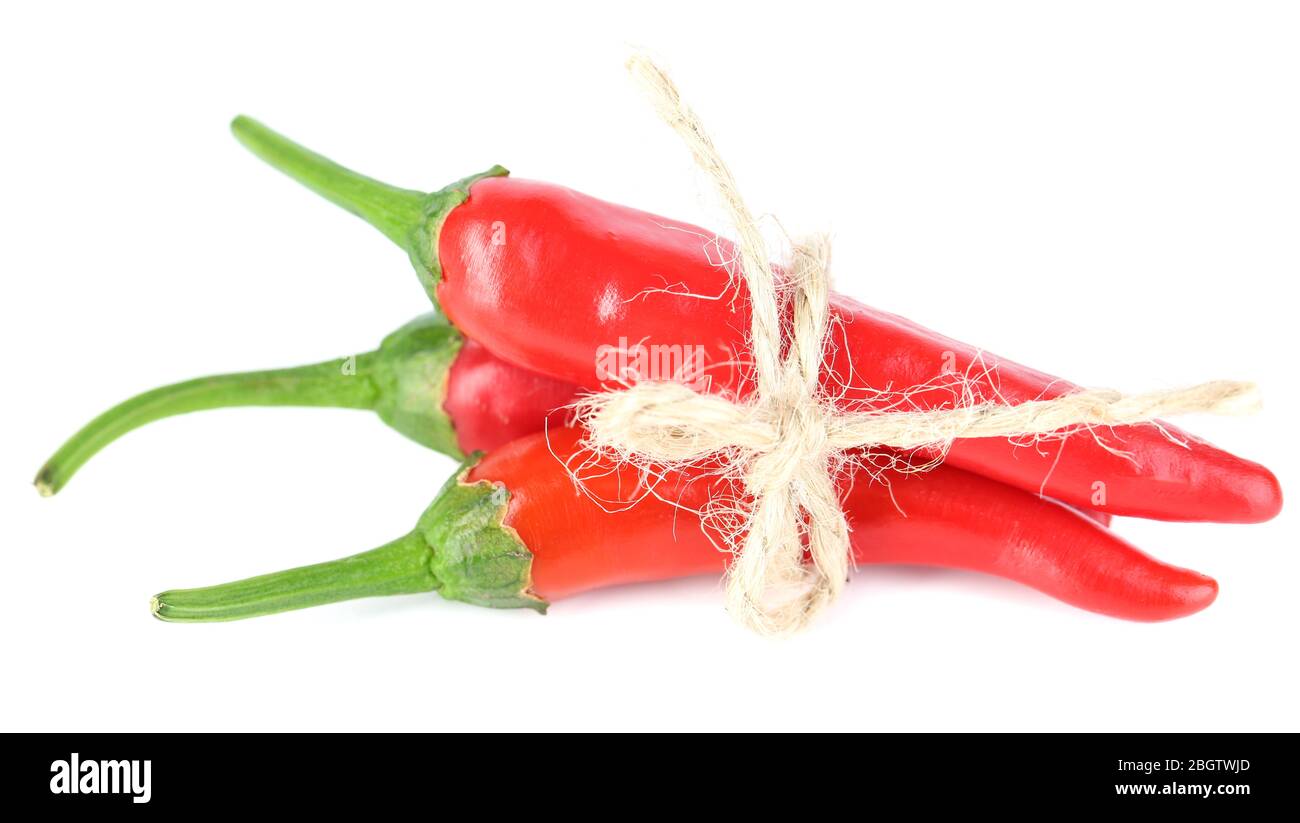 Red hot chili peppers isolated on white Stock Photo - Alamy