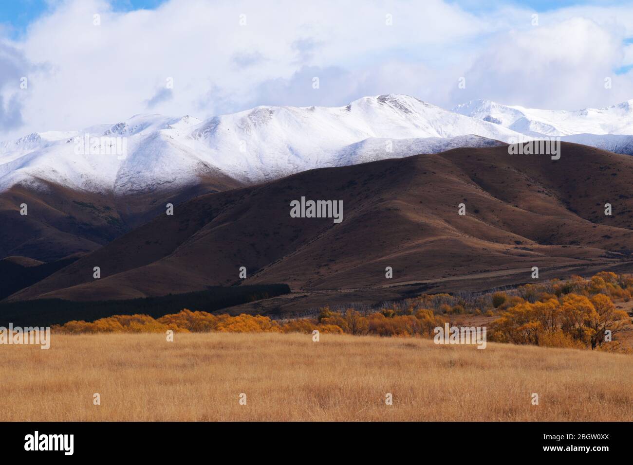 Beautiful nature near Twizel, New Zealand, South Island, Ohau Range ...