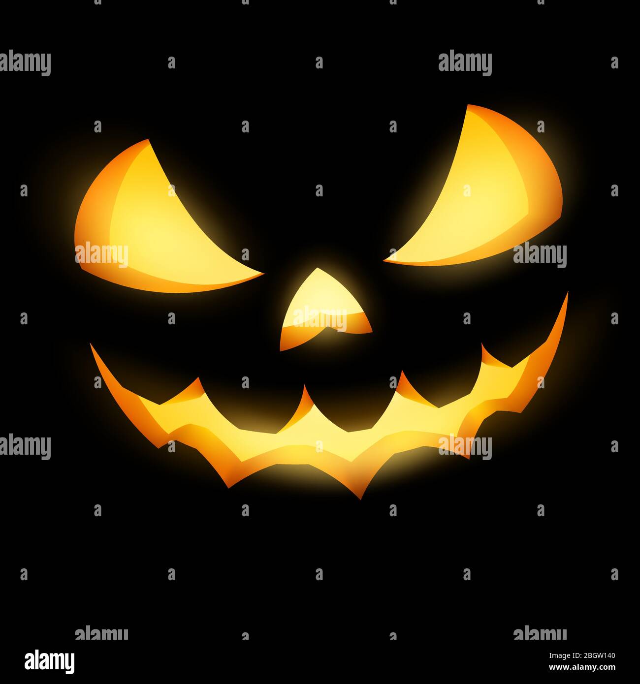 Grinning Jack O Lantern on black background. EPS 10 Stock Vector