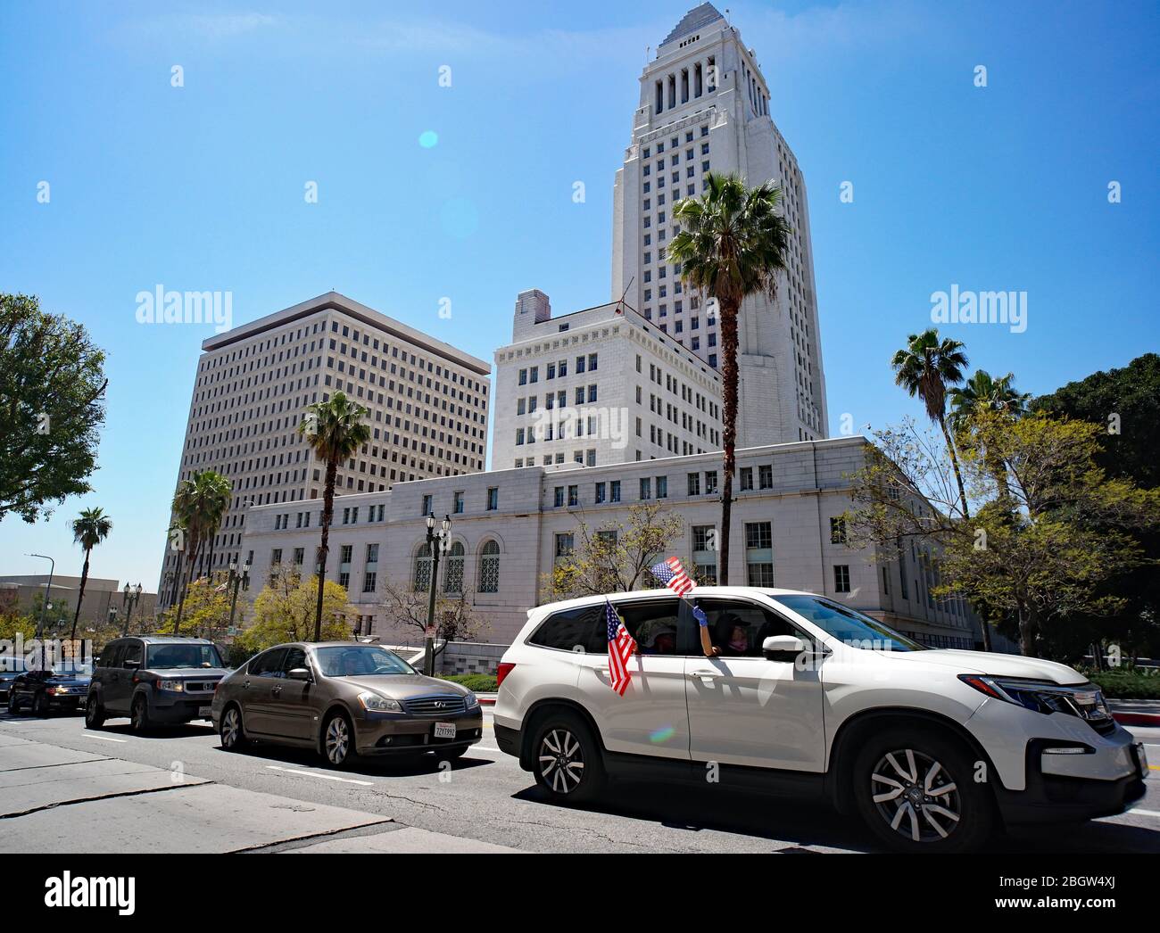 22nd April 2020 Los Angeles California, Protesters in Front of City ...