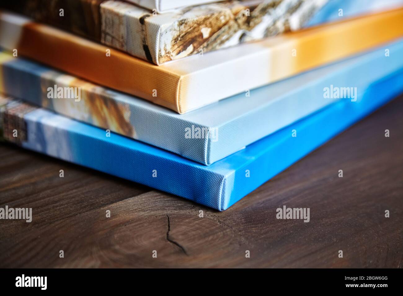 Photography canvas prints. Stacked colorful photos with gallery