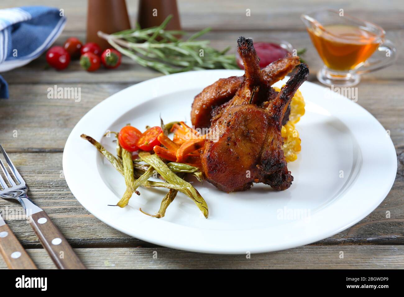 Roasted lamb chops Stock Photo - Alamy