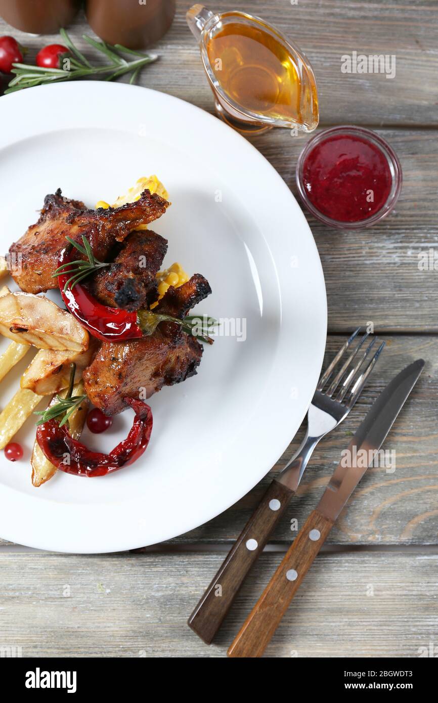 Roasted lamb chops Stock Photo - Alamy