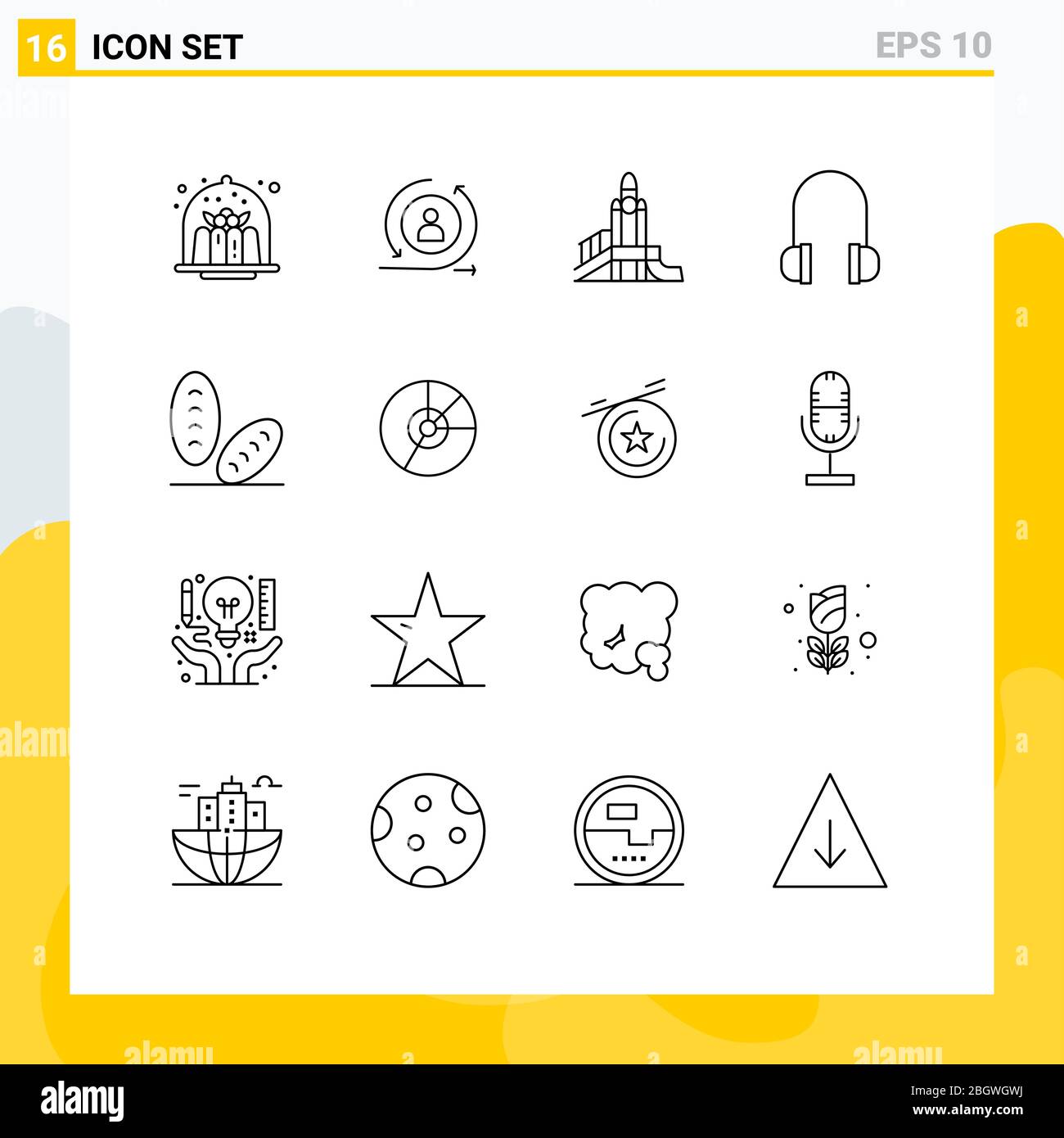 16 Creative Icons Modern Signs and Symbols of baguette, headset, digital, headphones, playground Editable Vector Design Elements Stock Vector