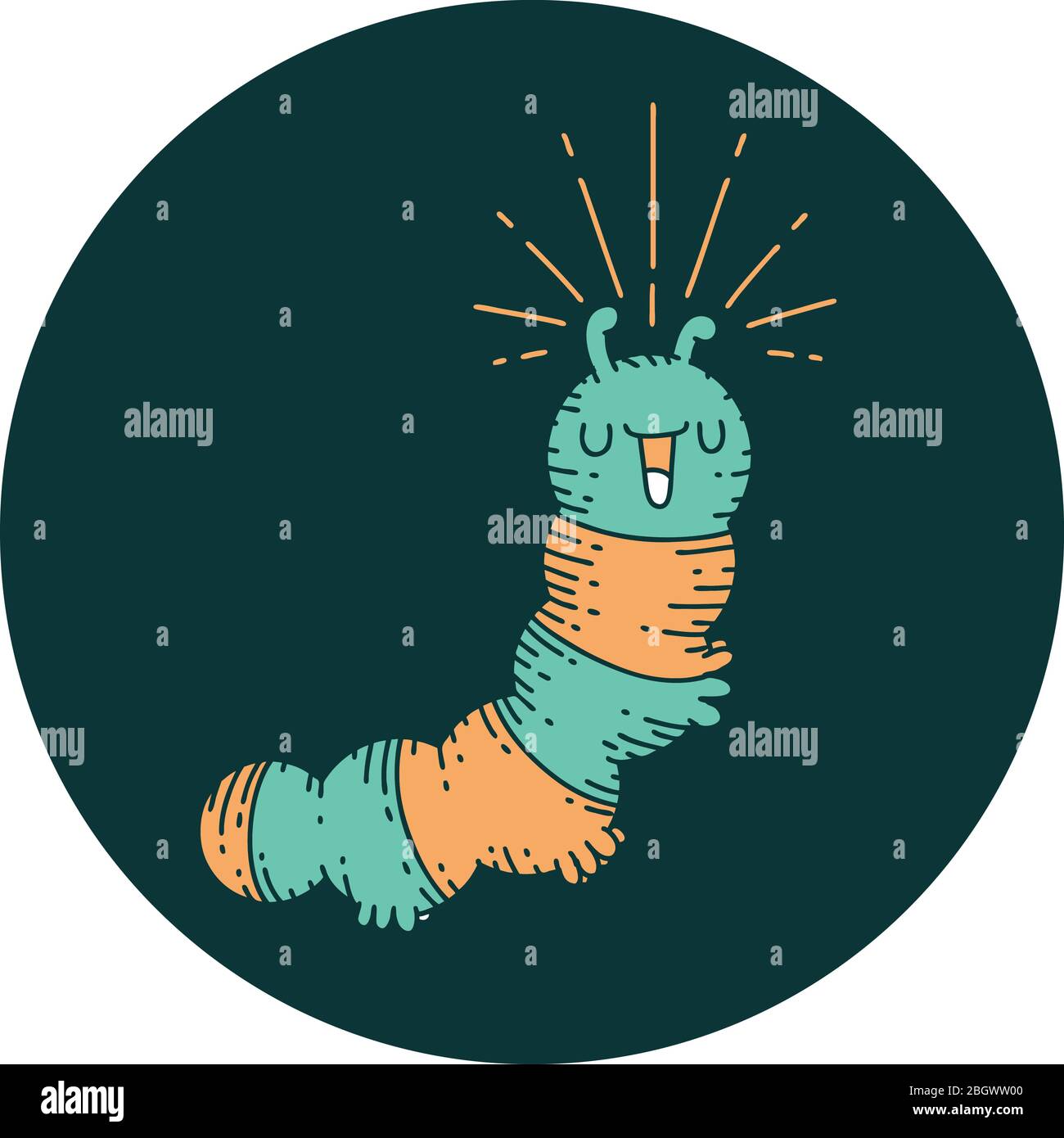 icon of a tattoo style happy caterpillar Stock Vector Image & Art - Alamy