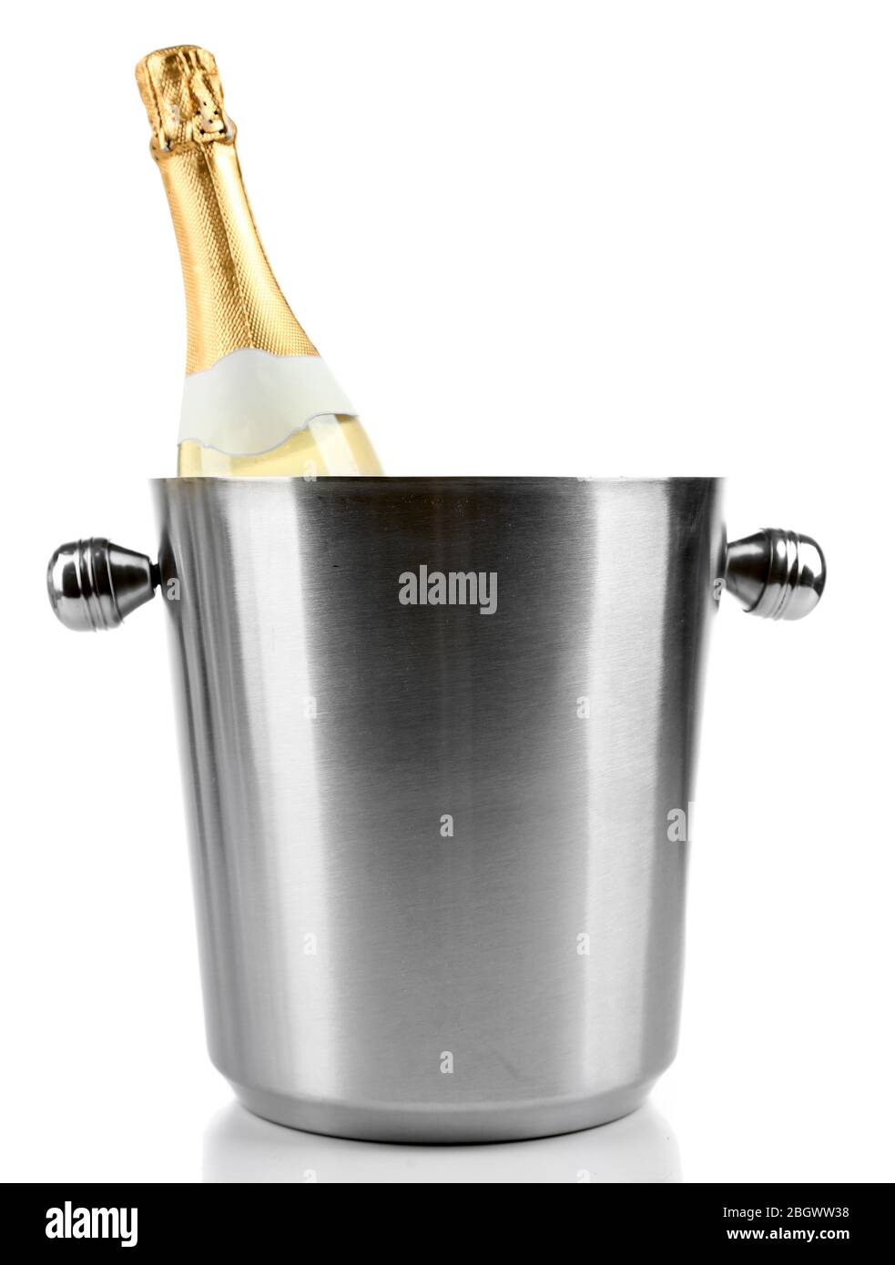 Bottle of champagne in bucket, isolated on white Stock Photo Alamy — free download