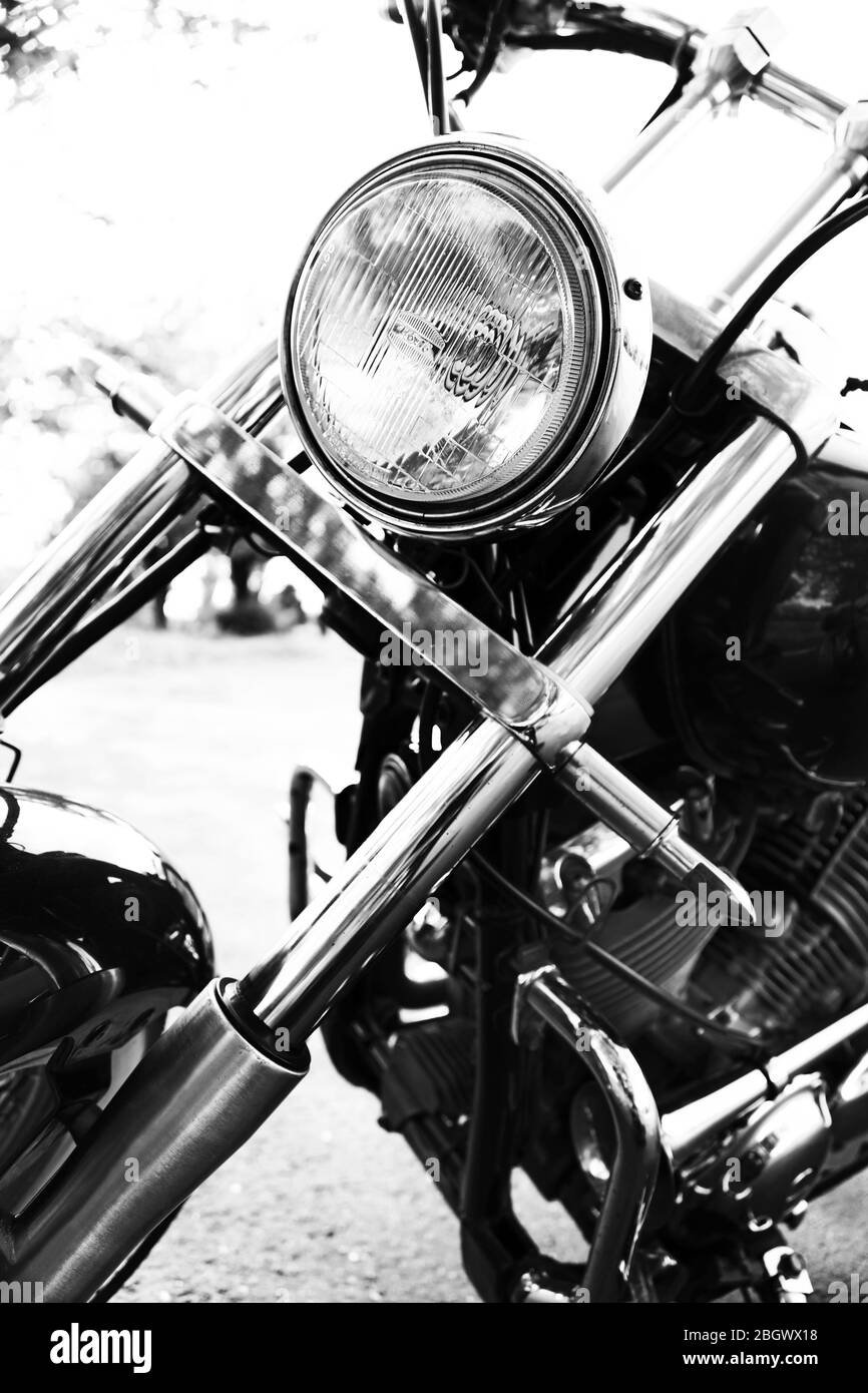 Motor bike headlight, closeup Stock Photo Alamy