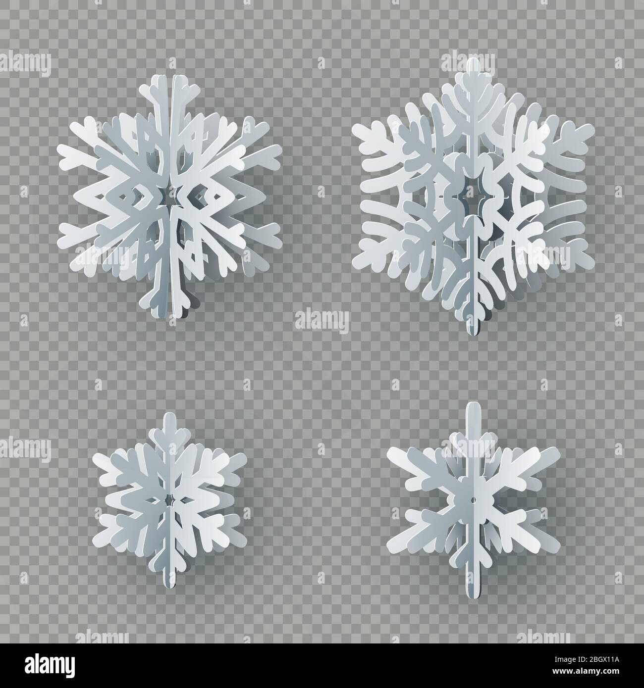 Set of nine different paper snowflake cut from paper isolated on ...