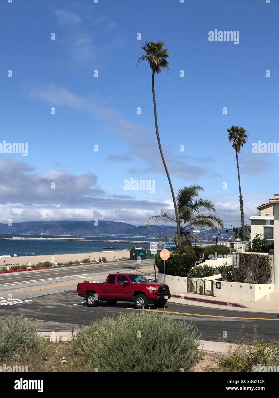 View of Southern California coast at Playa Del Rey a small beach town