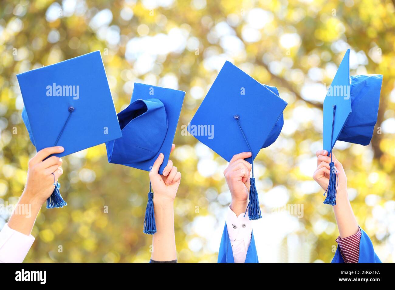 High school graduation hats high Stock Photo Alamy