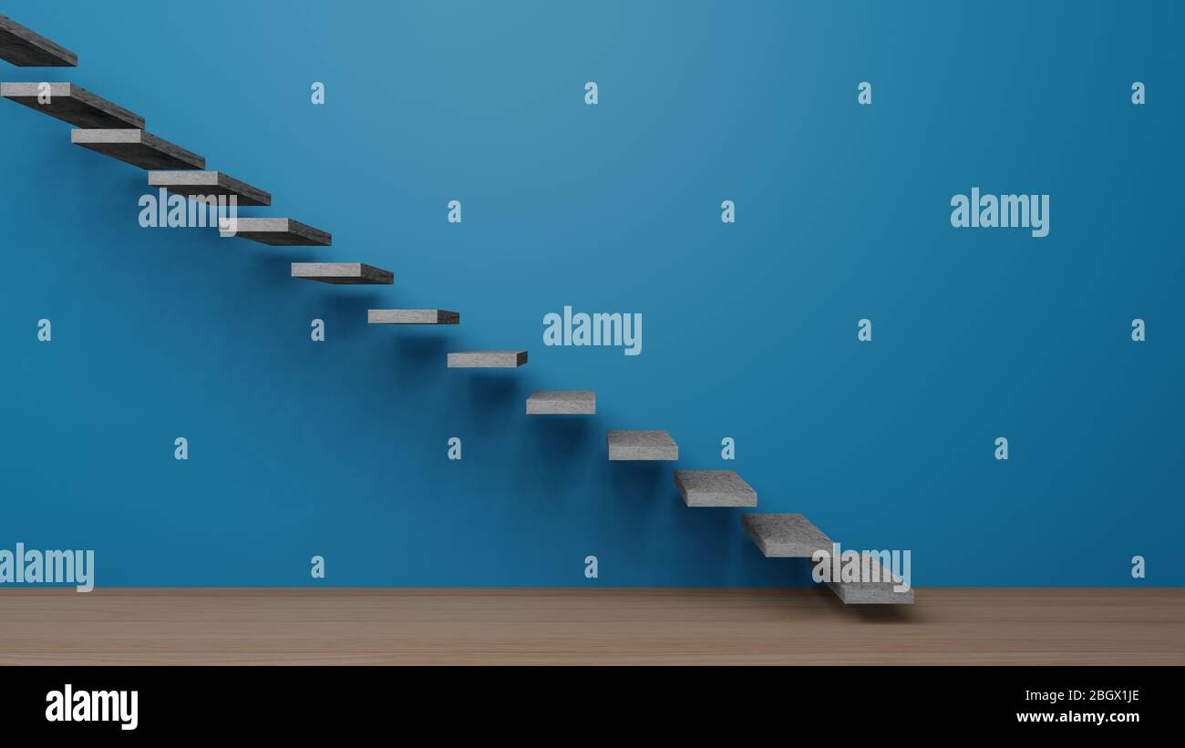 blue empty room with stair, 3d rendering Stock Photo - Alamy
