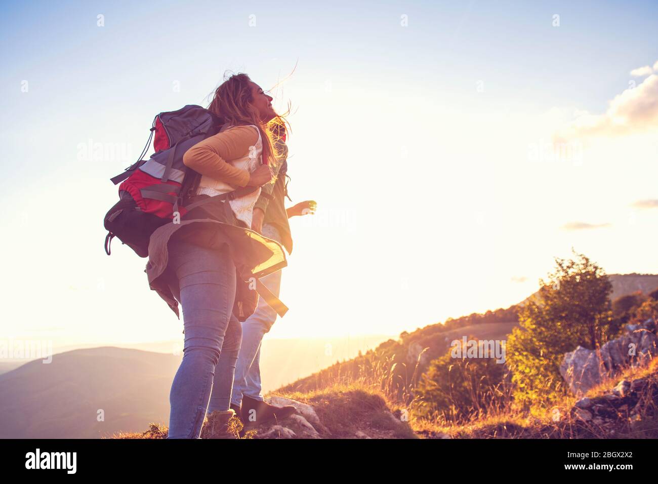 Successful hikers on mountain top hi-res stock photography and images ...