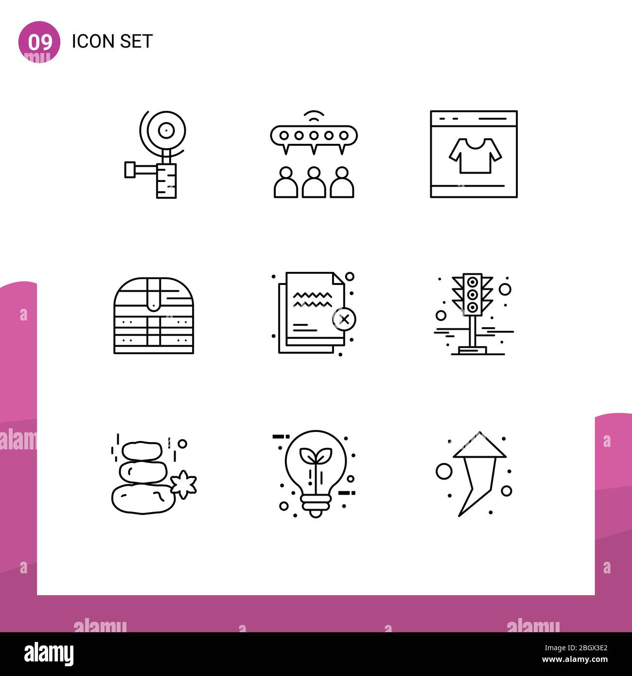 Outline Pack of 9 Universal Symbols of file, security, credit, ireland, box Editable Vector Design Elements Stock Vector