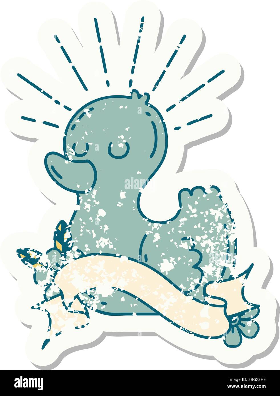 worn old sticker of a tattoo style rubber duck Stock Vector Image & Art ...