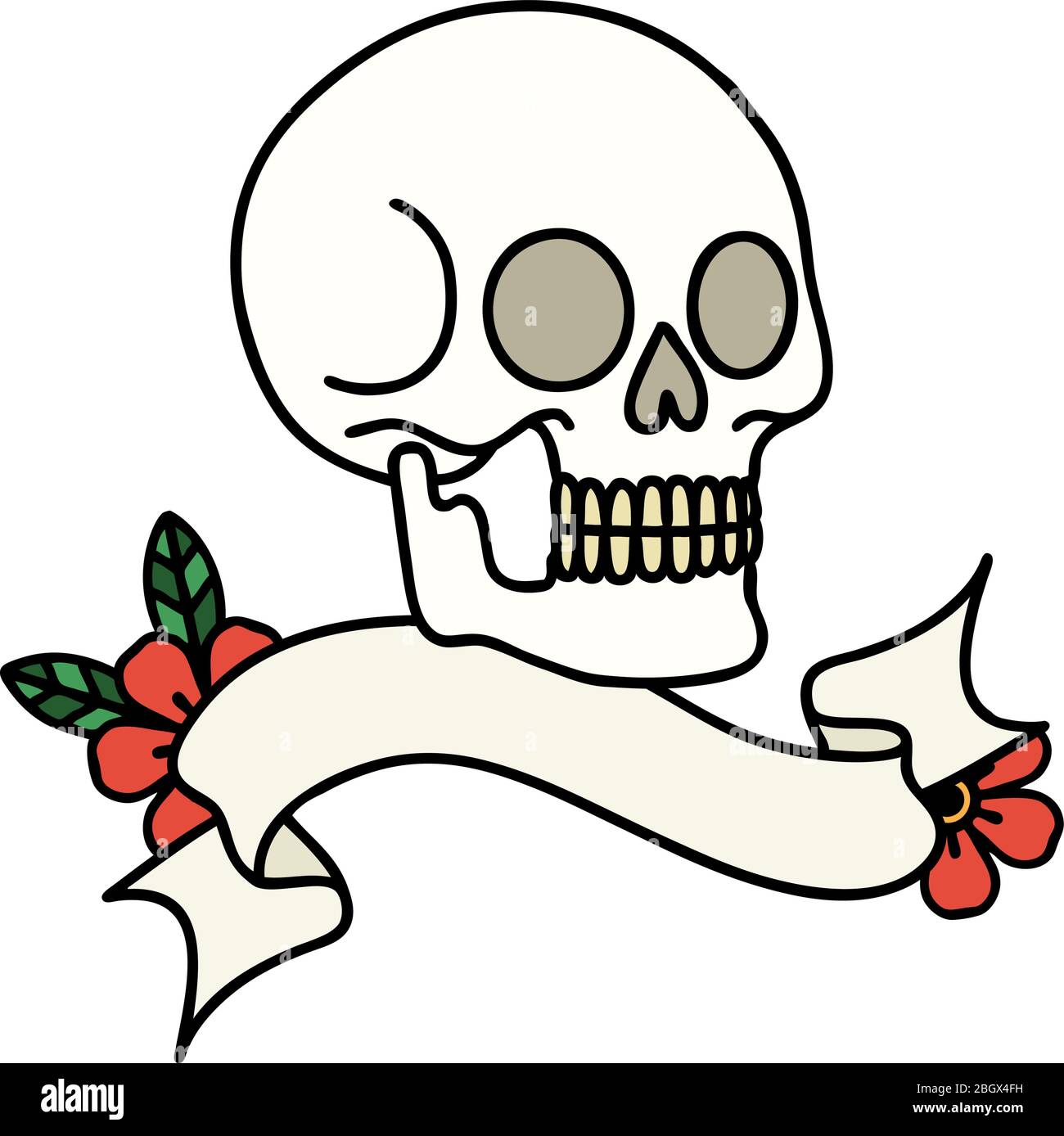 traditional tattoo with banner of a skull Stock Vector Image & Art - Alamy