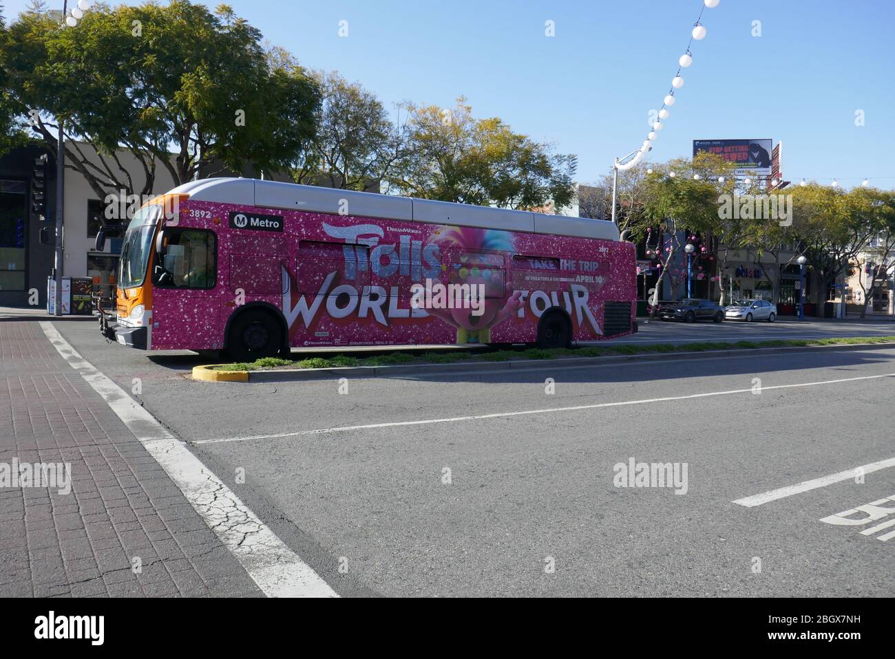 Los Angeles, California, USA 22nd April 2020 A general view of atmosphere of Trolls World Tour Bus during the coronavirus Covid-19 pandemic on April 22, 2020 in Los Angeles, California, USA. Photo by Barry King/Alamy Stock Photo Stock Photo