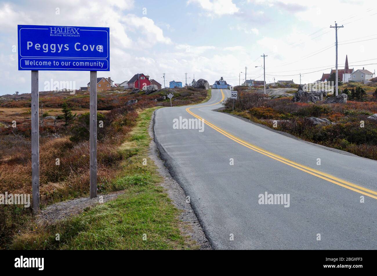 Welcome to Peggy's Cove Stock Photo
