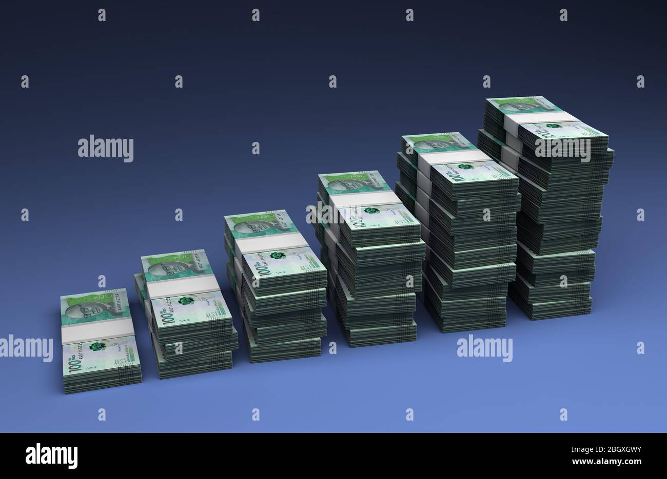 Colombian Pesos Bar Graph (On blue background) Stock Photo