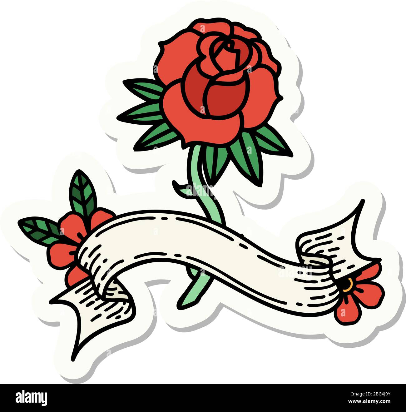 Classic Sailortattoo Styled Rose And Banner Stock Illustration  Download  Image Now  Rose  Flower Tattoo Oldfashioned  iStock