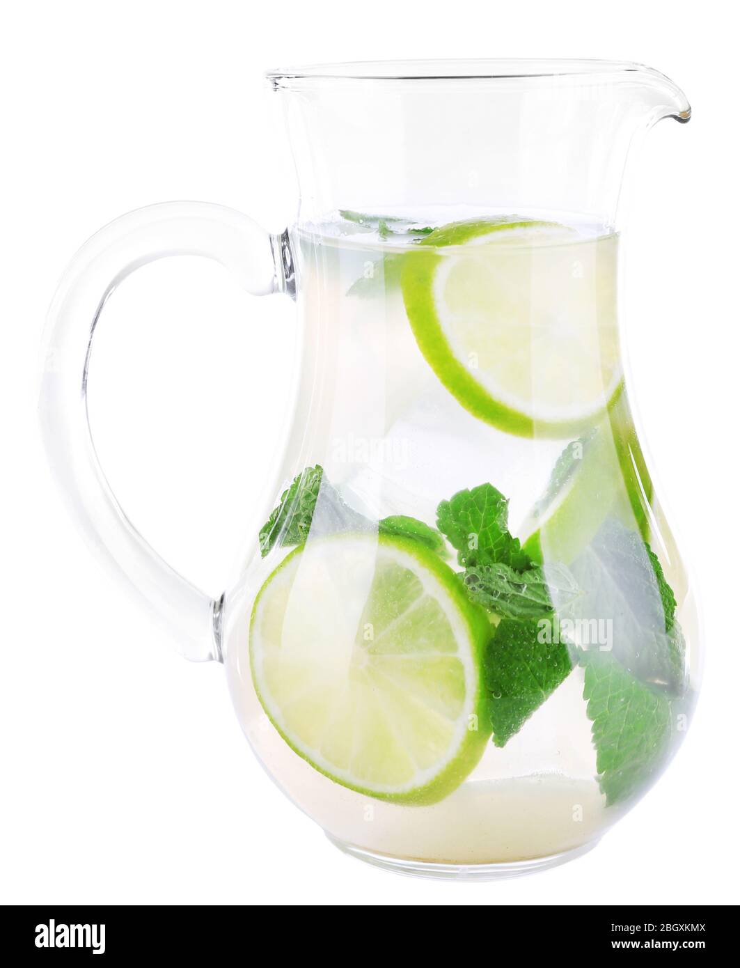 Lemonade in pitcher isolated on white Stock Photo Alamy