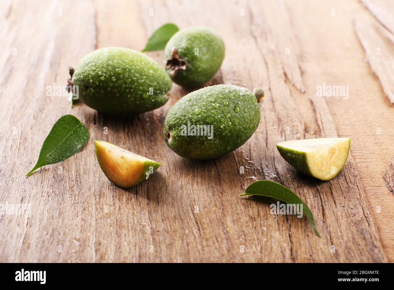 Feijoa on table close-up Stock Photo