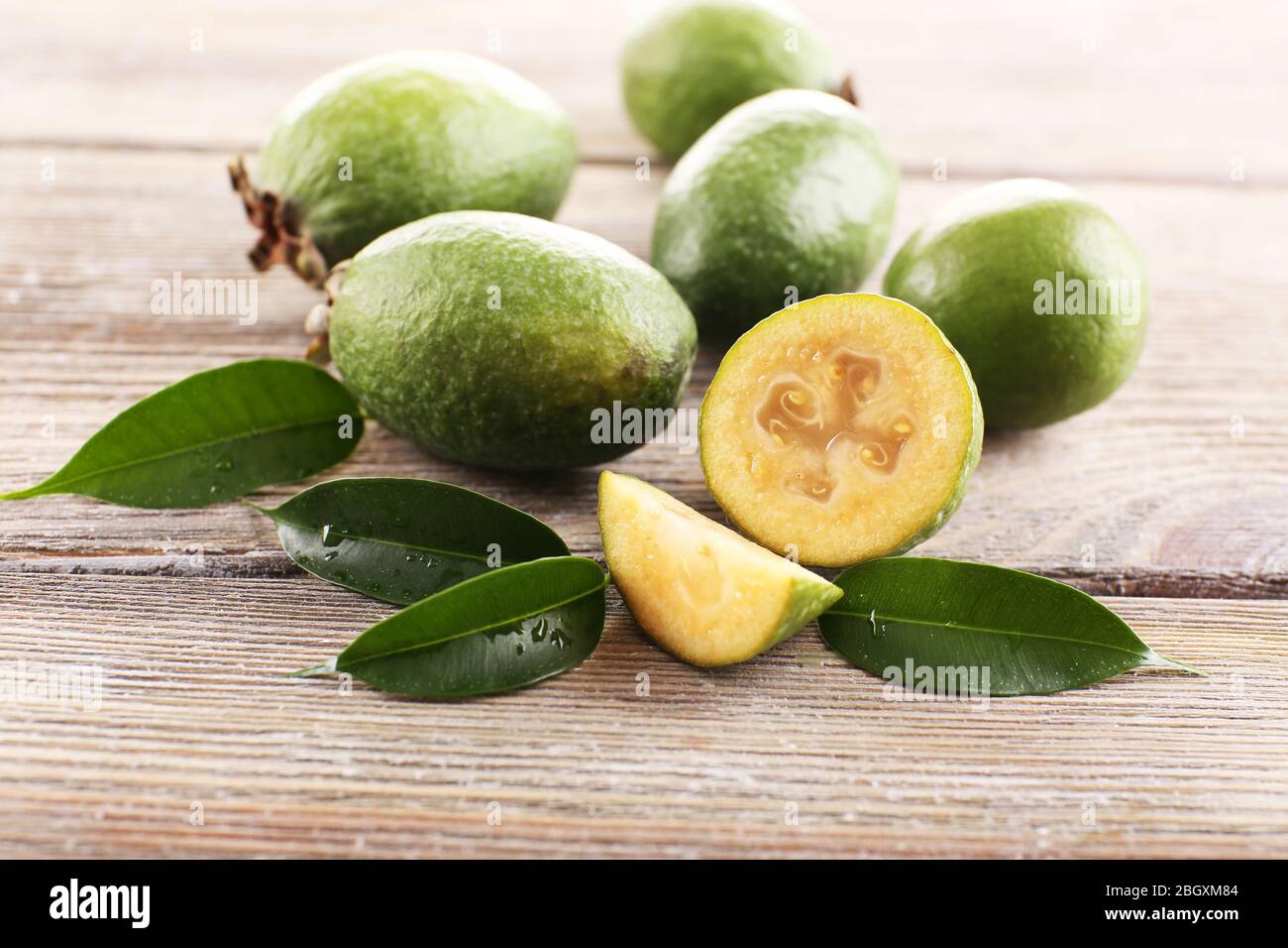 Feijoa on table close-up Stock Photo