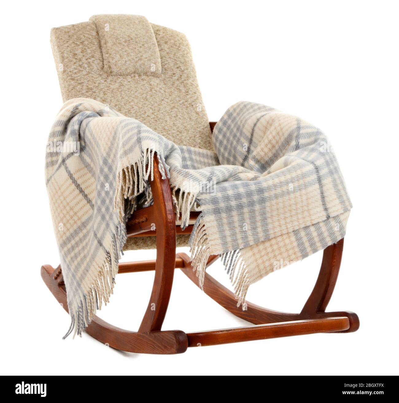 Modern rockingchair with rug isolated on white Stock Photo Alamy