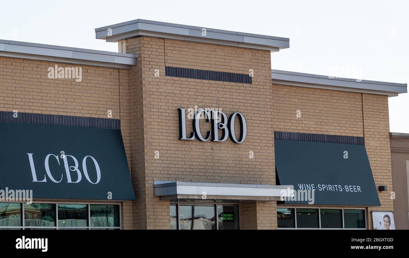 Front of an LCBO store, provincial government owned ￼alcohol store. Stock Photo