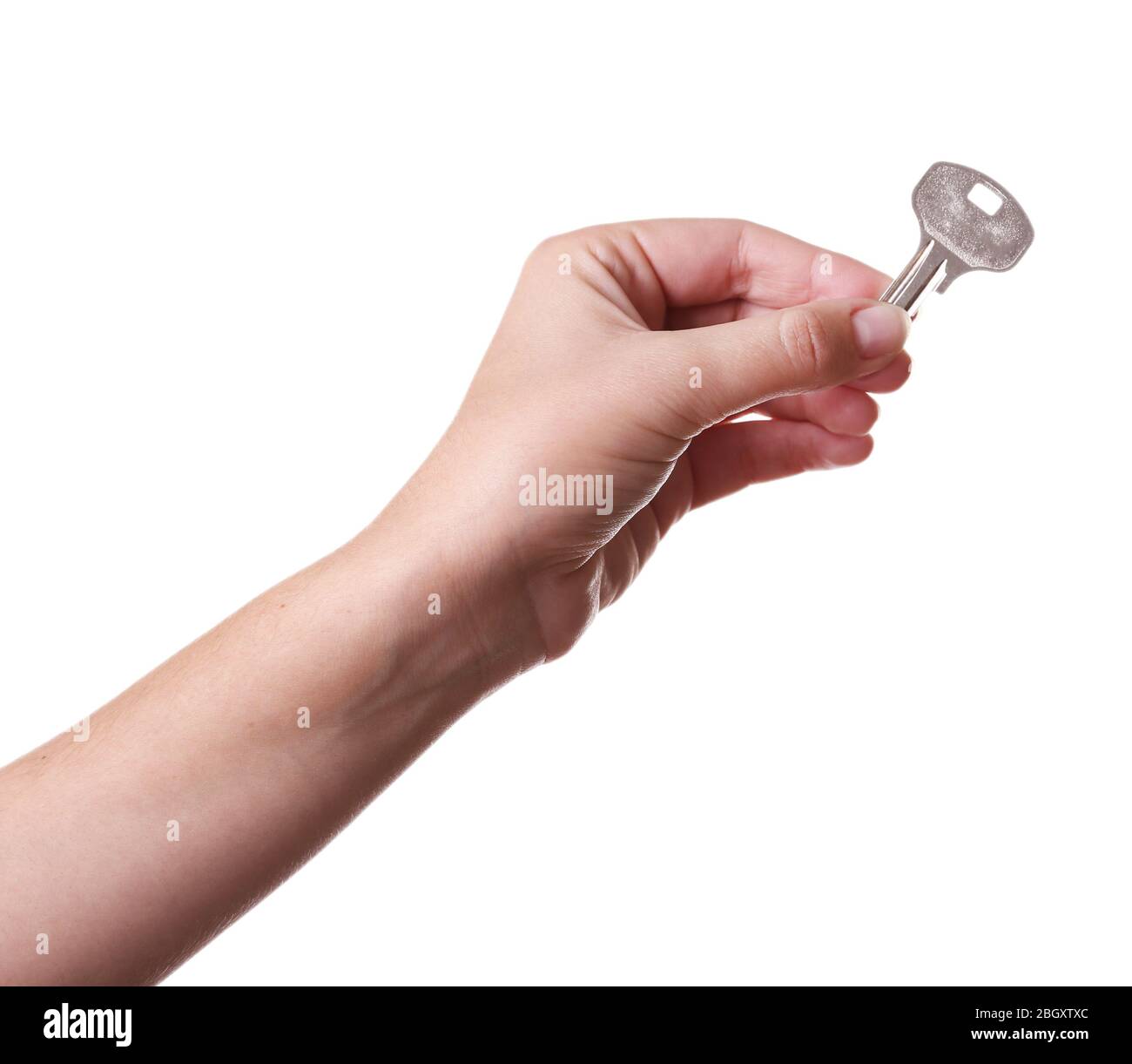 Keys in hand isolated on white Stock Photo - Alamy