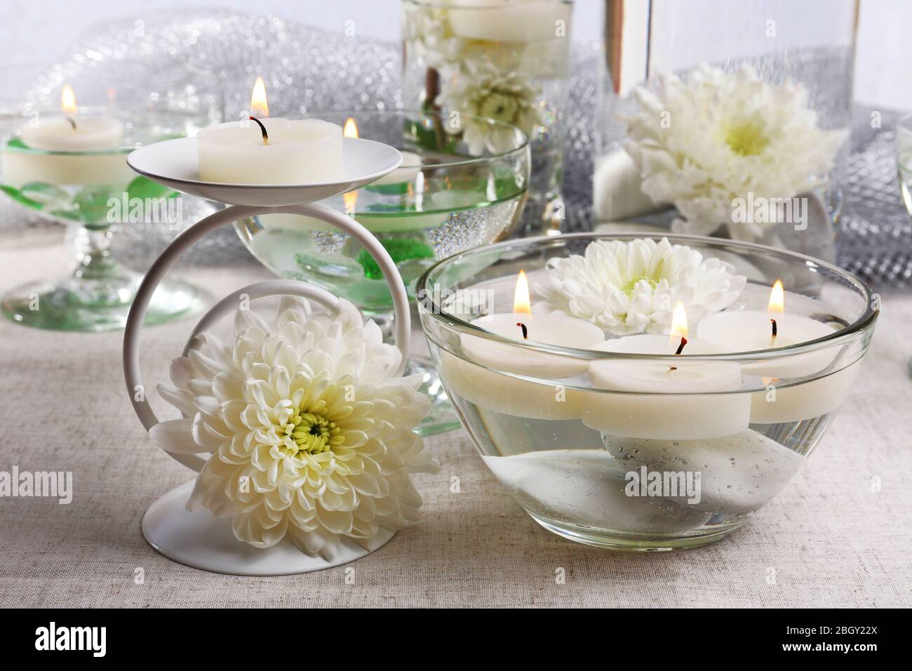 Floating candles in water Stock Photo Alamy