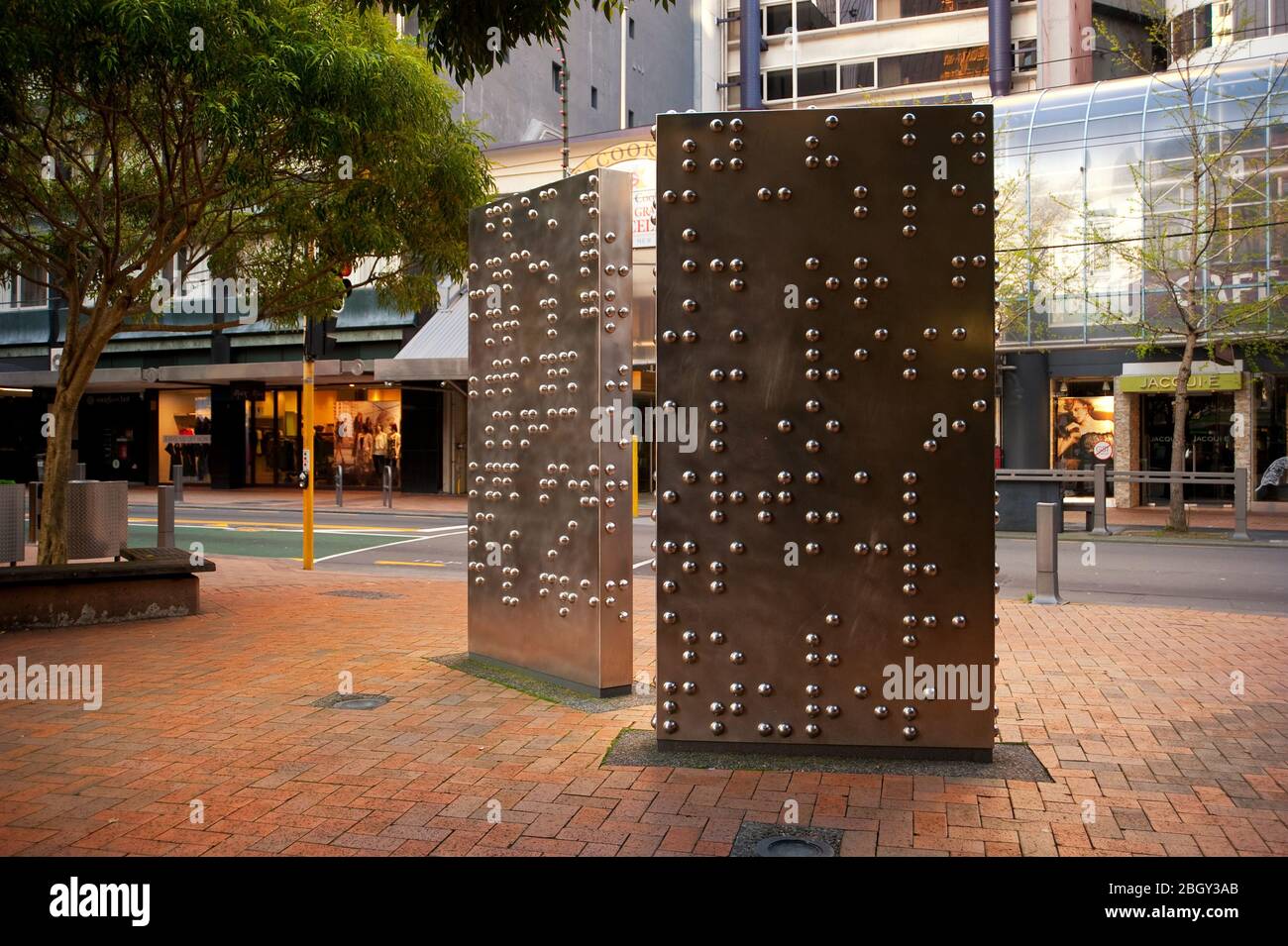 Street sculpture, Lambton Quay, Wellington, New Zealand Stock Photo