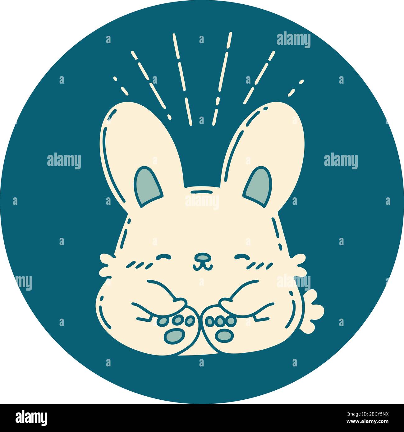 icon of a tattoo style happy rabbit Stock Vector Image & Art - Alamy