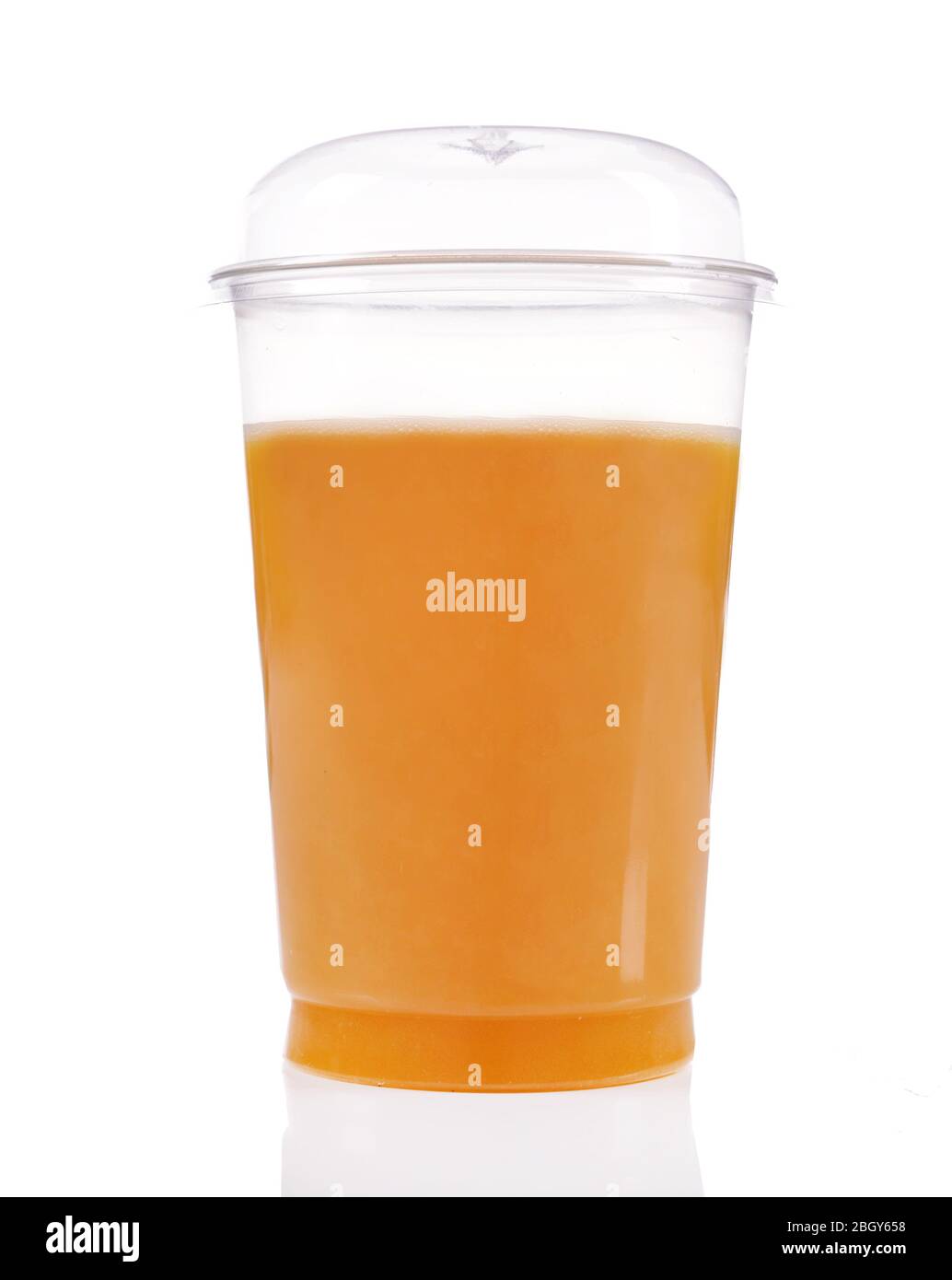 Orange juice in fast food closed cup isolated on white Stock Photo Alamy