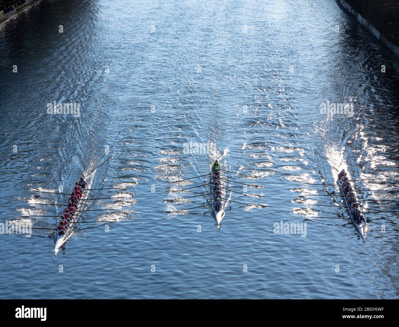 Rowing competition at Montlake Cut in Seattle Washington Stock Photo