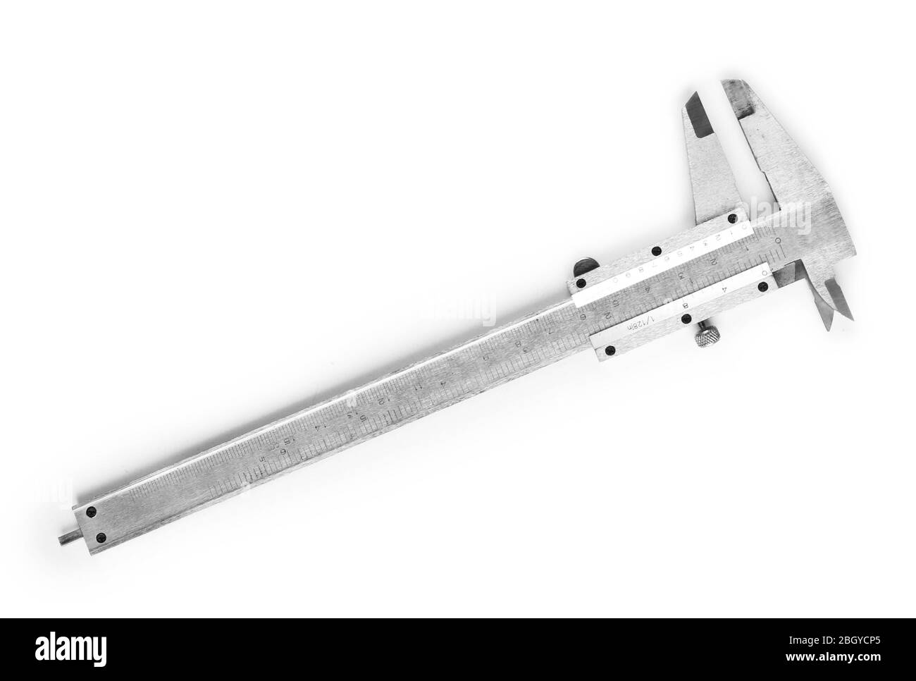 Vernier caliper (slide gauge) isolated on white Stock Photo