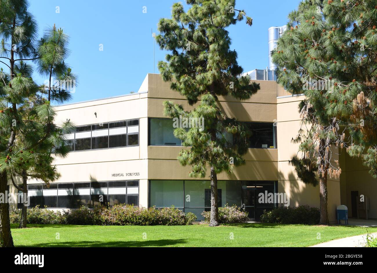 IRVINE, CALIFORNIA - 22 APRIL 2020:  The Medical Sciences building on the Campus of the University of California Irvine, UCI. Stock Photo