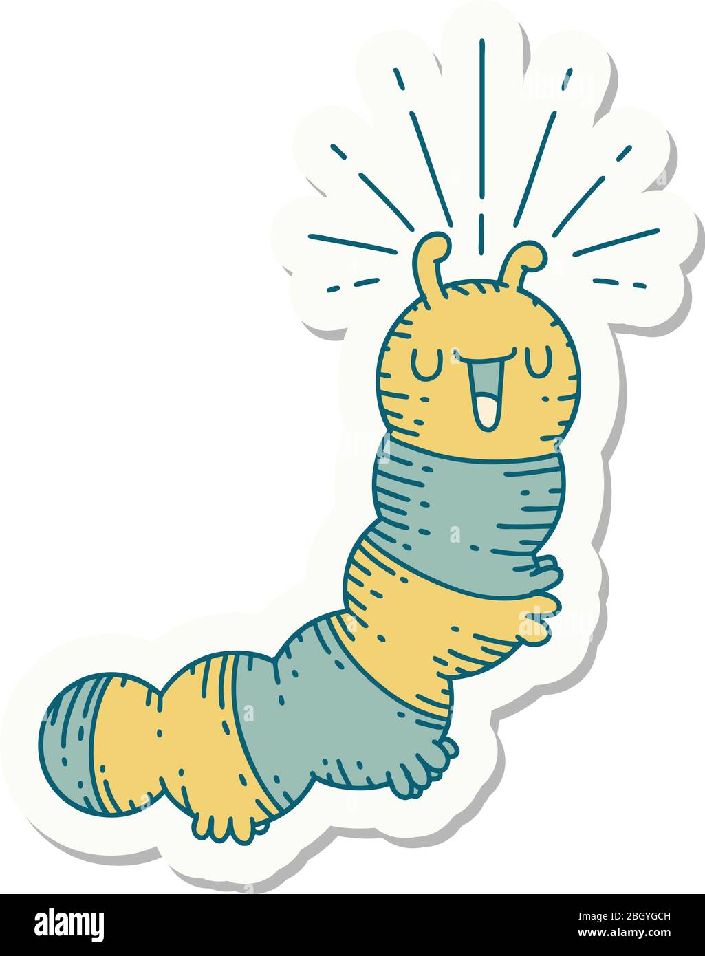 sticker of a tattoo style happy caterpillar Stock Vector Image & Art ...