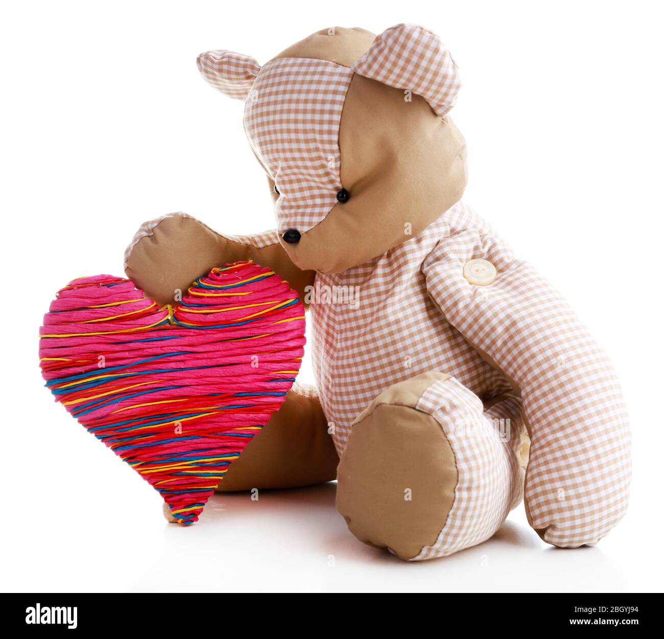 Teddy Bear with red heart isolated on white Stock Photo Alamy