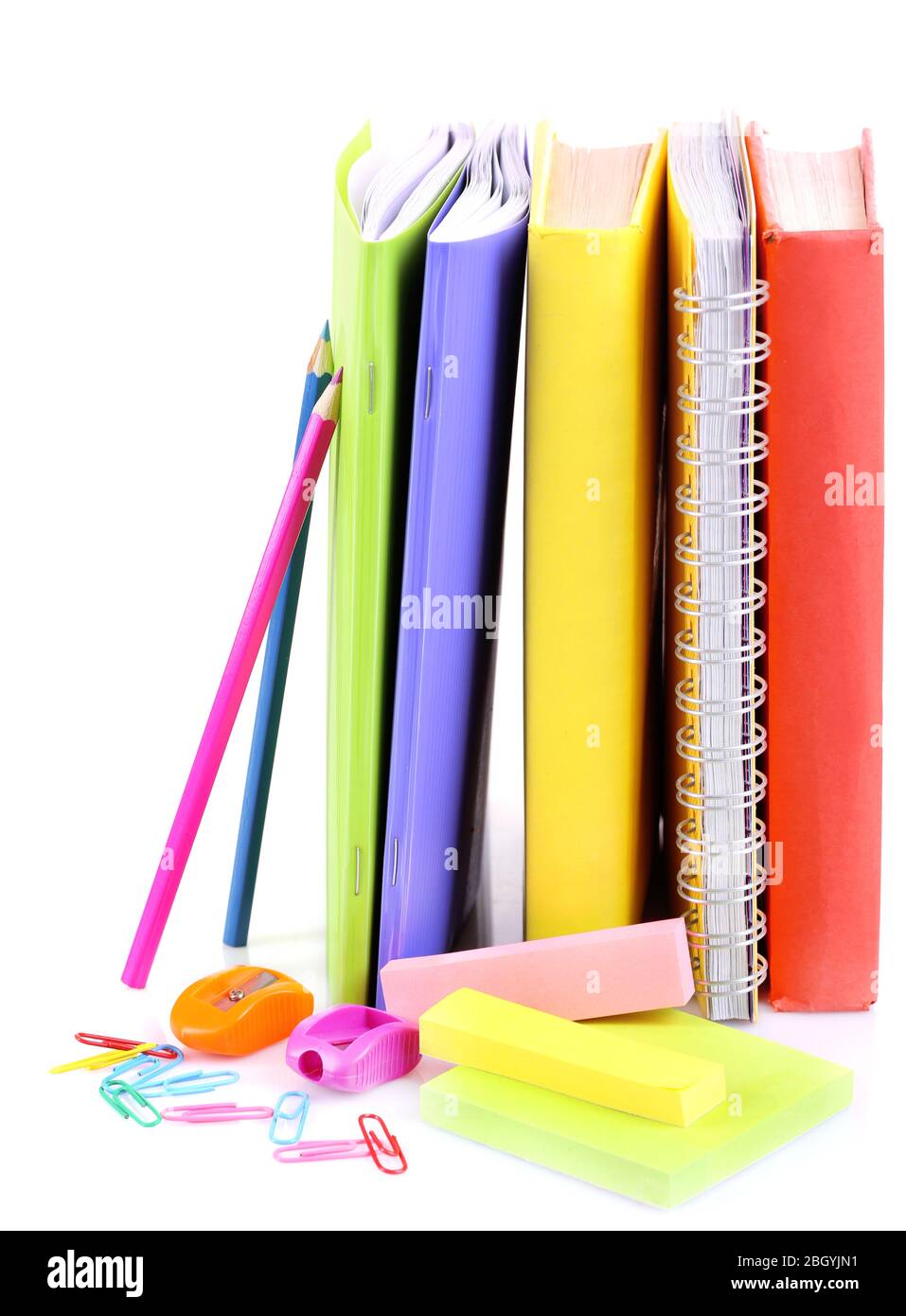 School supplies isolated on white Stock Photo - Alamy
