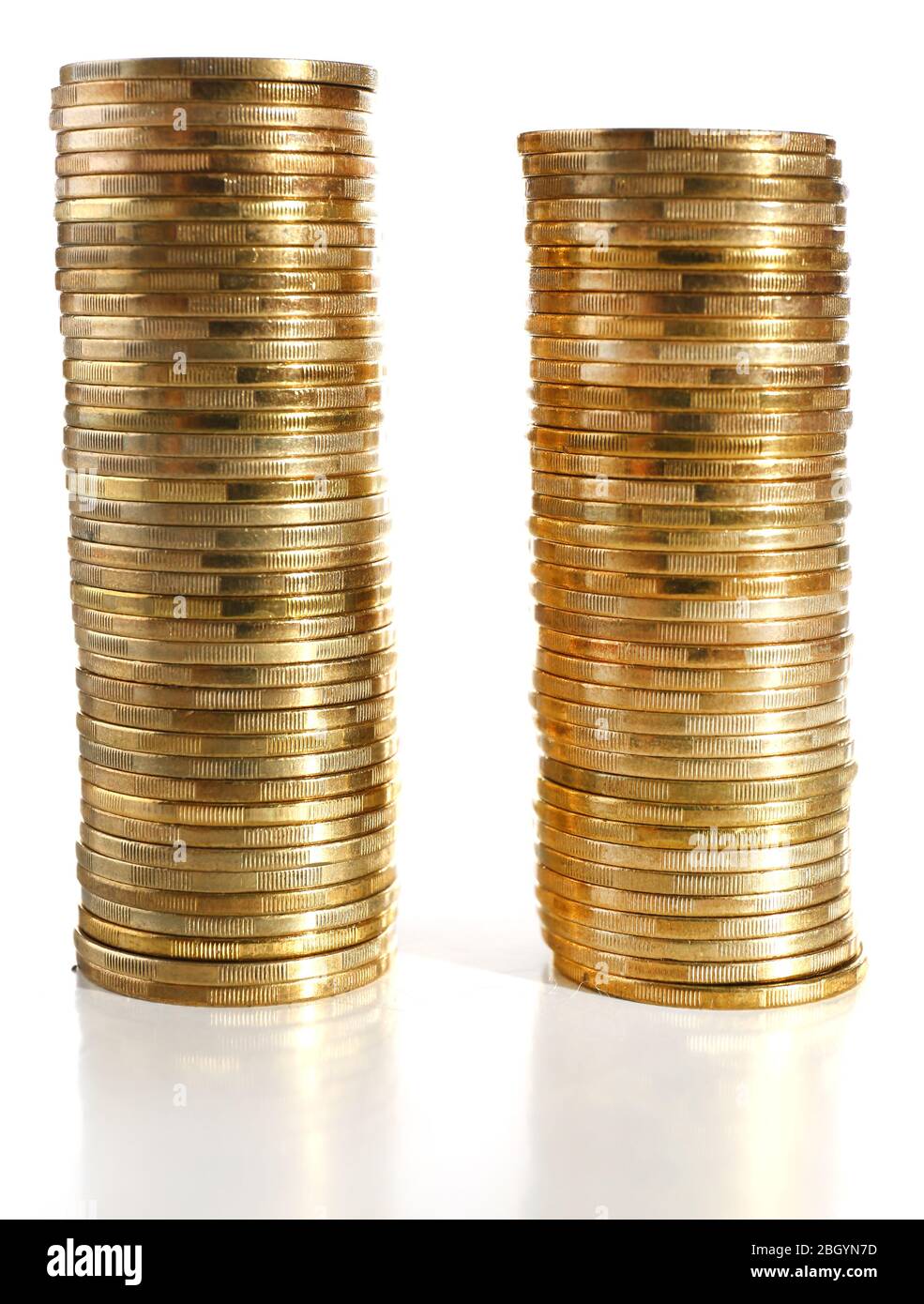 Pile of coins isolated on white Stock Photo - Alamy