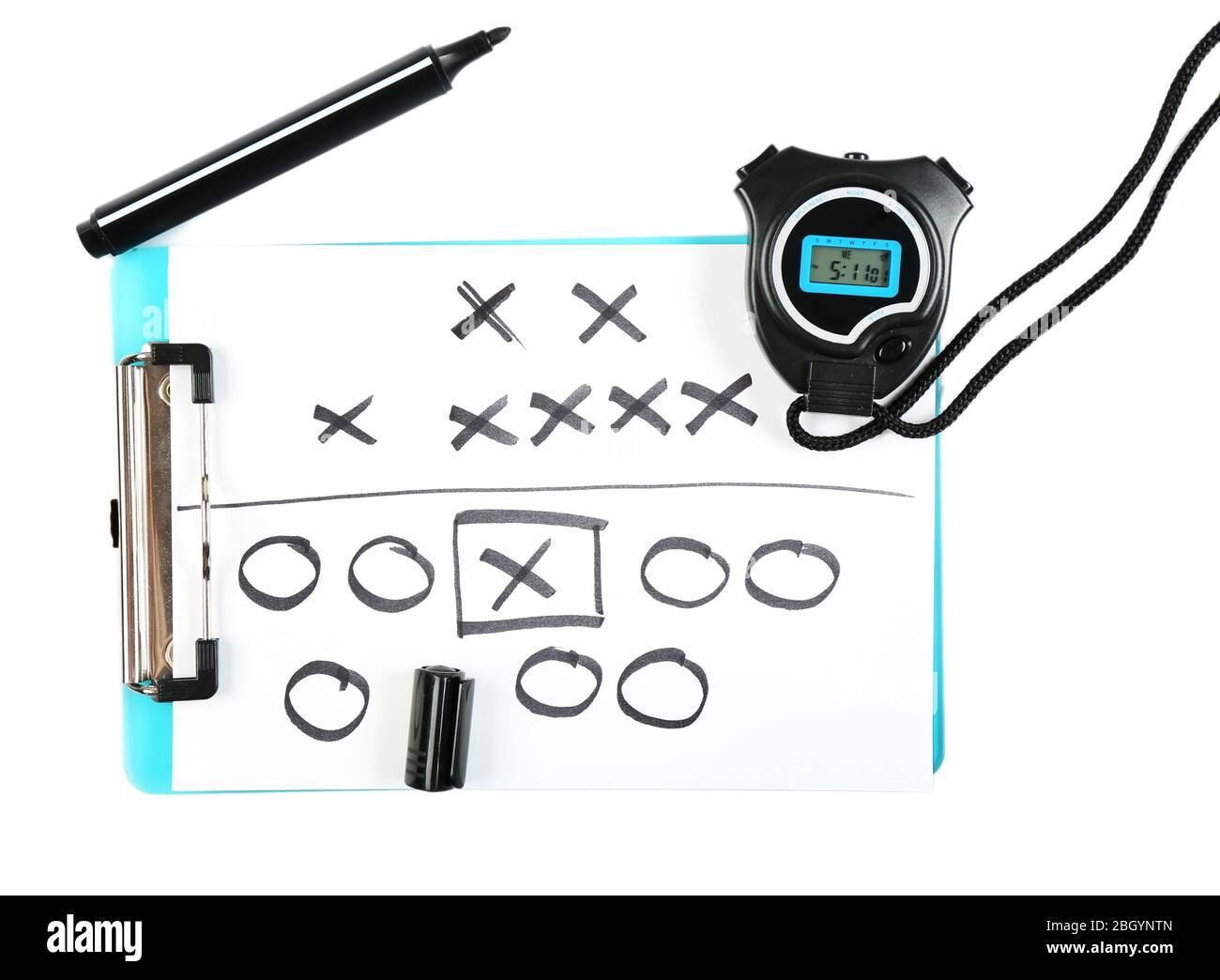 Clipboard with stopwatch and marker isolated on white Stock Photo - Alamy