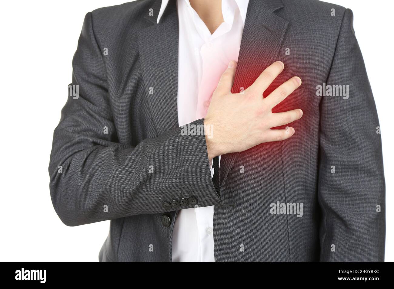Man having chest pain heart attack Stock Photo Alamy