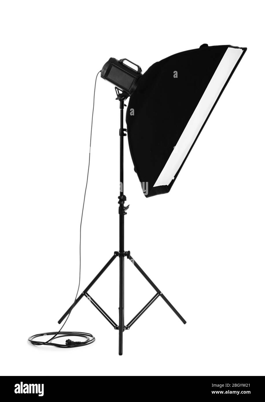 Camera flash with soft box isolated on white Stock Photo Alamy