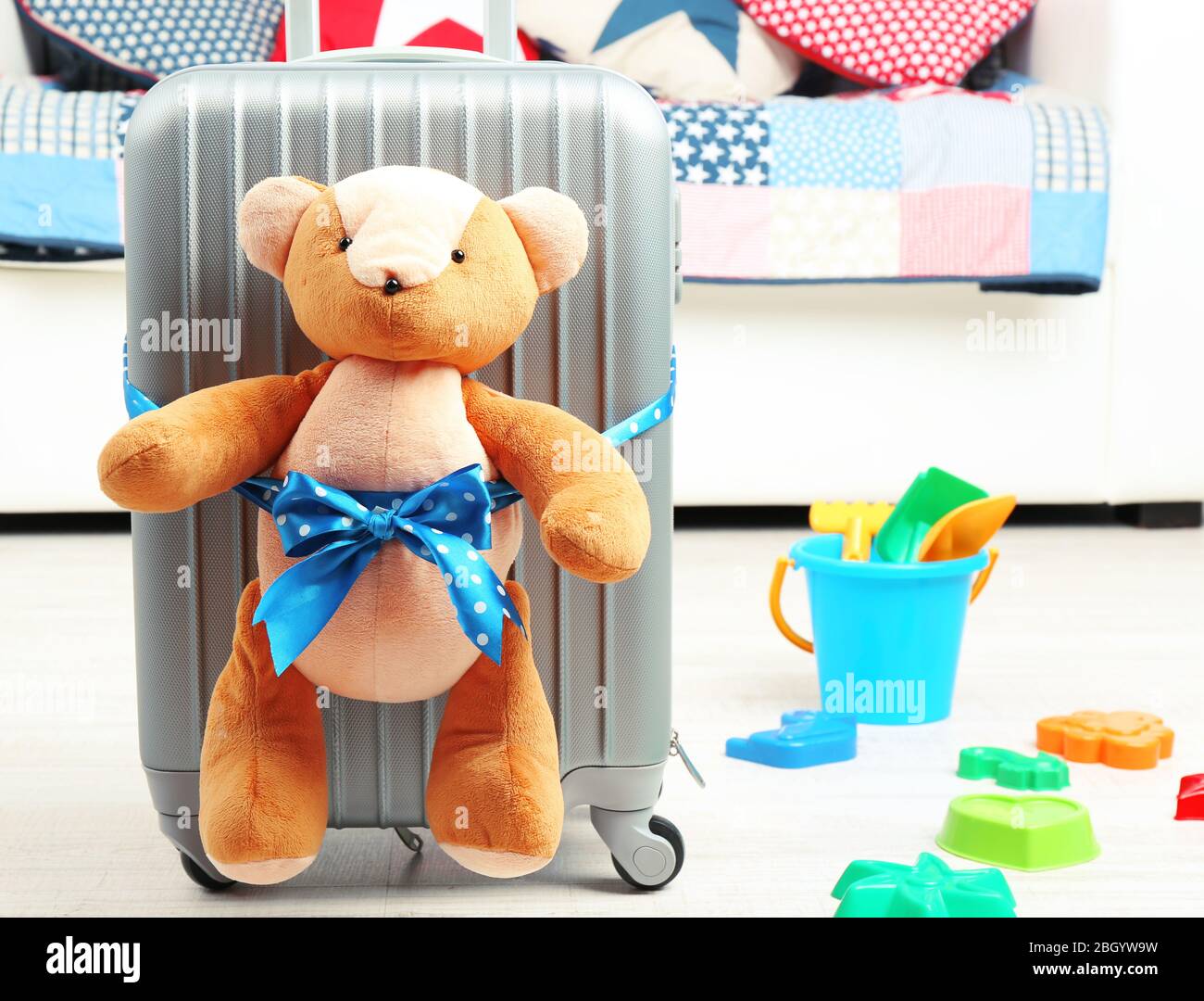 Fabric Suitcase Bed with Plush Bear & Outfits, Set of 6 main image 0