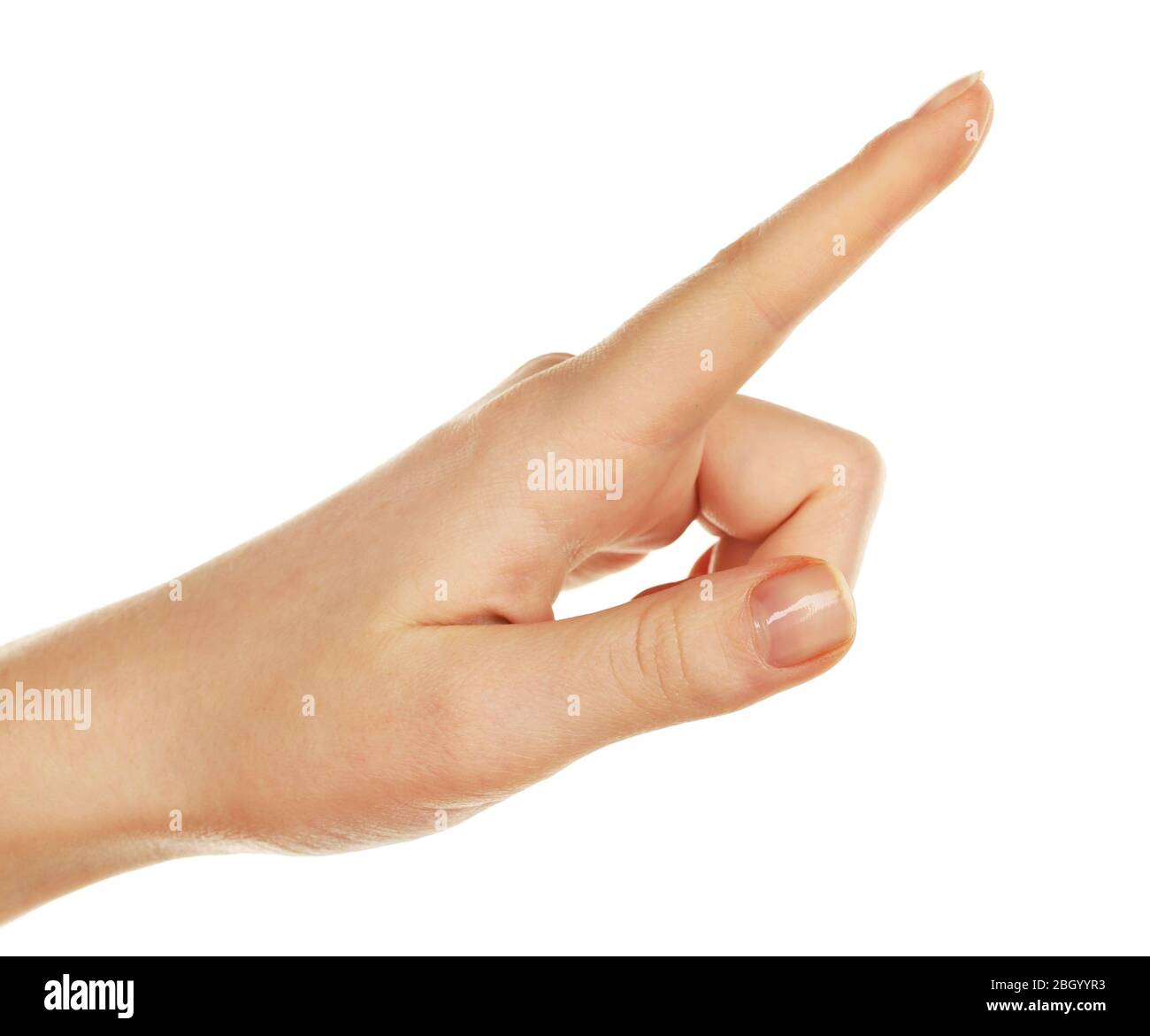 Female hand gesture isolated on white Stock Photo - Alamy