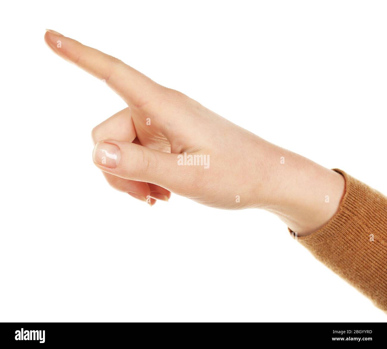 Female hand gesture isolated on white Stock Photo - Alamy
